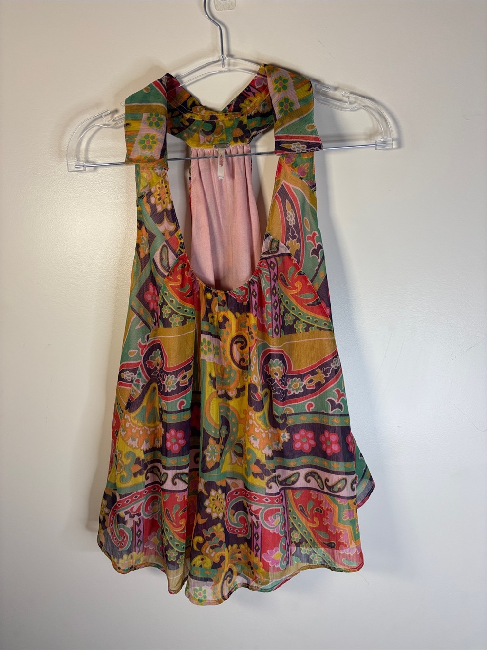 Free People Multicolor Paisley Halter Tank Top - Pink, Green & Yellow